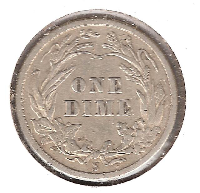 1916-S Barber Dime Reverse